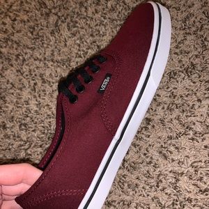 Never worn burgundy low top vans